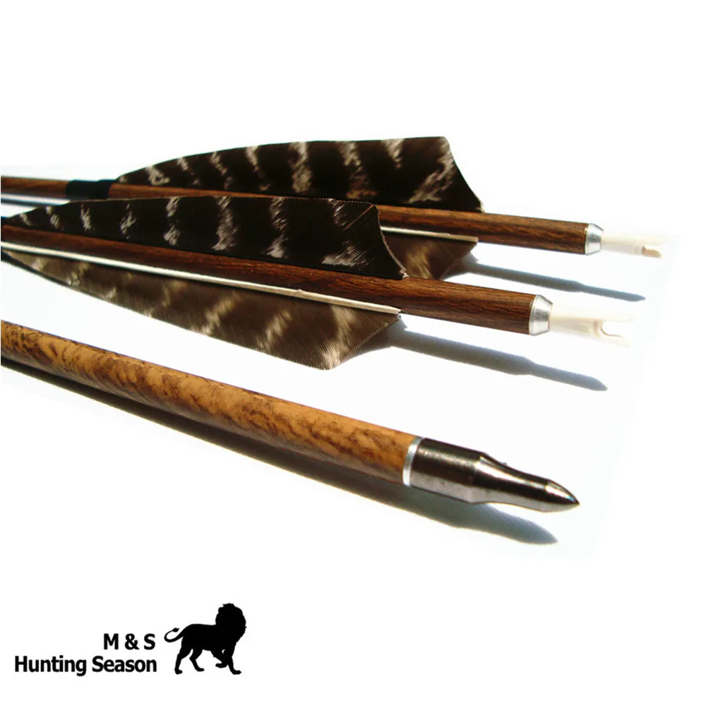 Archery Wood Grained Carbon Arrows Shooting Broadheads Spine 400/500