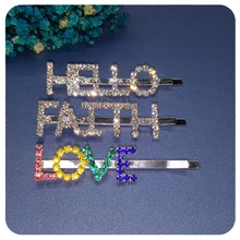 Грандиозные фантастические заколки для волос аксессуары Блестящий Кристалл "любовь" слово заколка для волос ювелирные изделия/заколки для волос