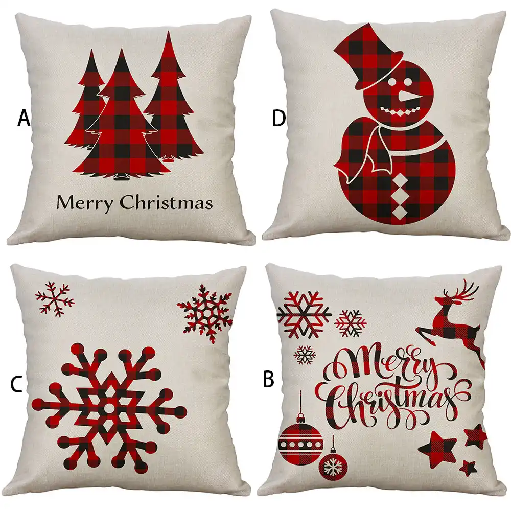 Merry Christmas Throw Cushion Cover Cartoon Pillow Case Xmas Bed Sofa Home Decor