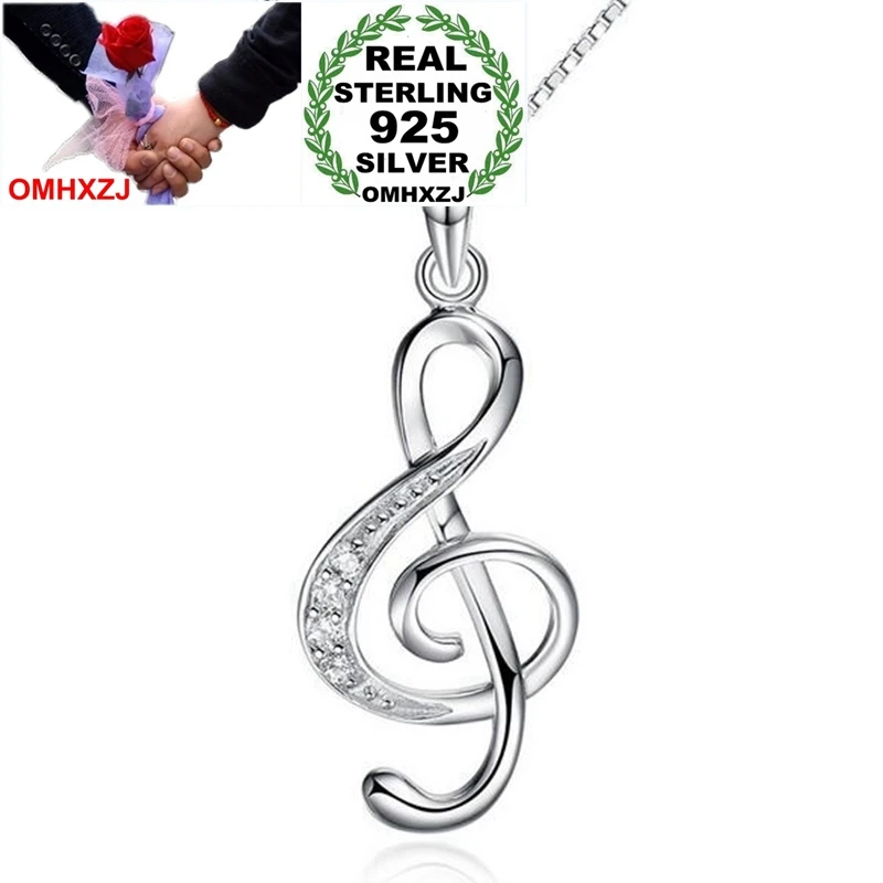 

OMHXZJ Wholesale Fashion Treble Clef Note Woman Girl Gift Zircon 925 Sterling Silver Pendant Charms PE115 ( NO Chain Necklace )
