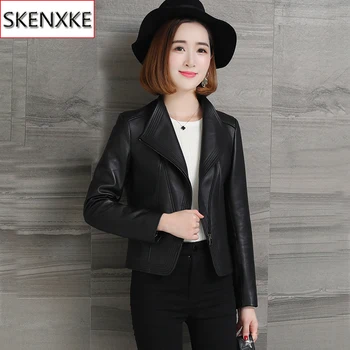 

2020 Brand Spring Autumn New Girl Short Sheep Skin Leather Jacket Motorcycle Clothing Lady Quality Genuine Real Sheep Skin Coat