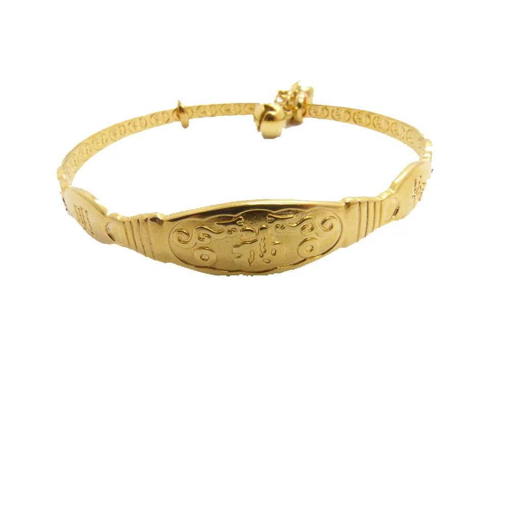 Carved Bracelet Yellow Gold Filled Chinese Style Baby Banglein Bangles from Jewelry