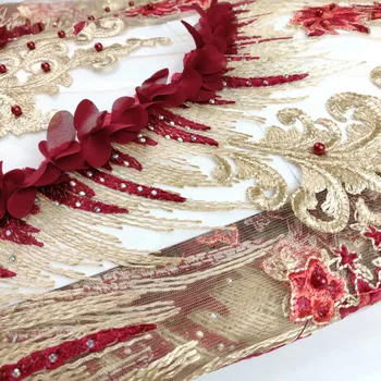 

Wholesale Beaded African Cord Lace High Quality French Lace Fabric With Stones Cord Laces Fabric For 3D Nigerian Wedding WHF18-1
