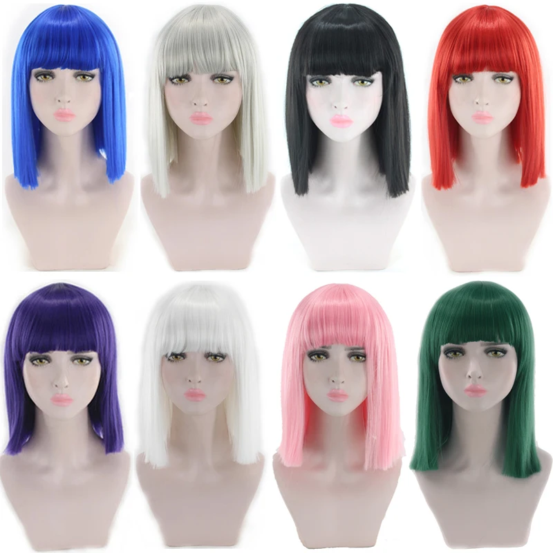 

Long Straight Cosplay Wig Heat Resistant Synthetic Hair Anime Halloween Party Wigs 8 Colors Pink Black Blue Egypt Women Costume