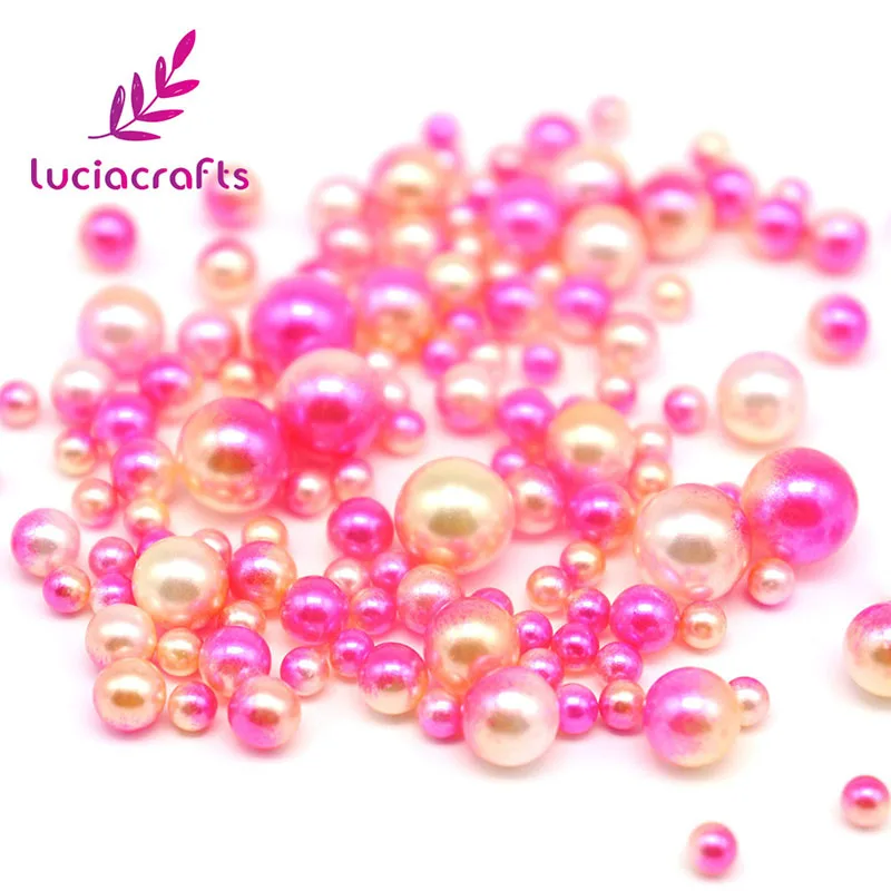 Lucia Crafts 4/6/8/10 мм смешаны в случайном порядке, нет отверстия имитация жемчуга Круглой Формы Свободные Бисер для одежды собственными руками Сделай Сам аксессуары 20 г/лот E0906