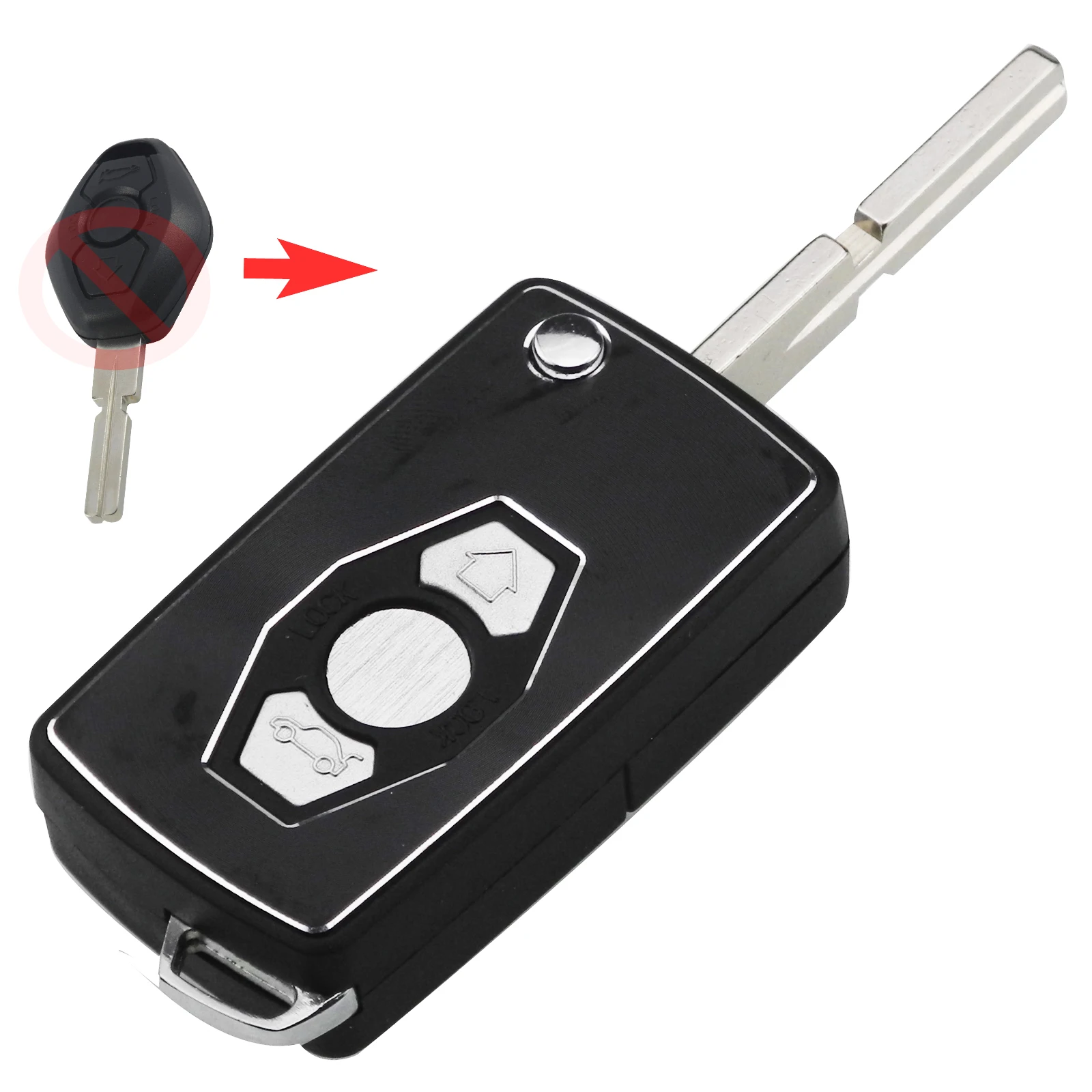 Jinyuqin 10 шт./лот раскладного дистанционного ключа оболочки чехол для BMW EWS X3 X5 Z3 Z4 1/3/5/7 серий, E38 E39 E46 - Количество кнопок: HU58