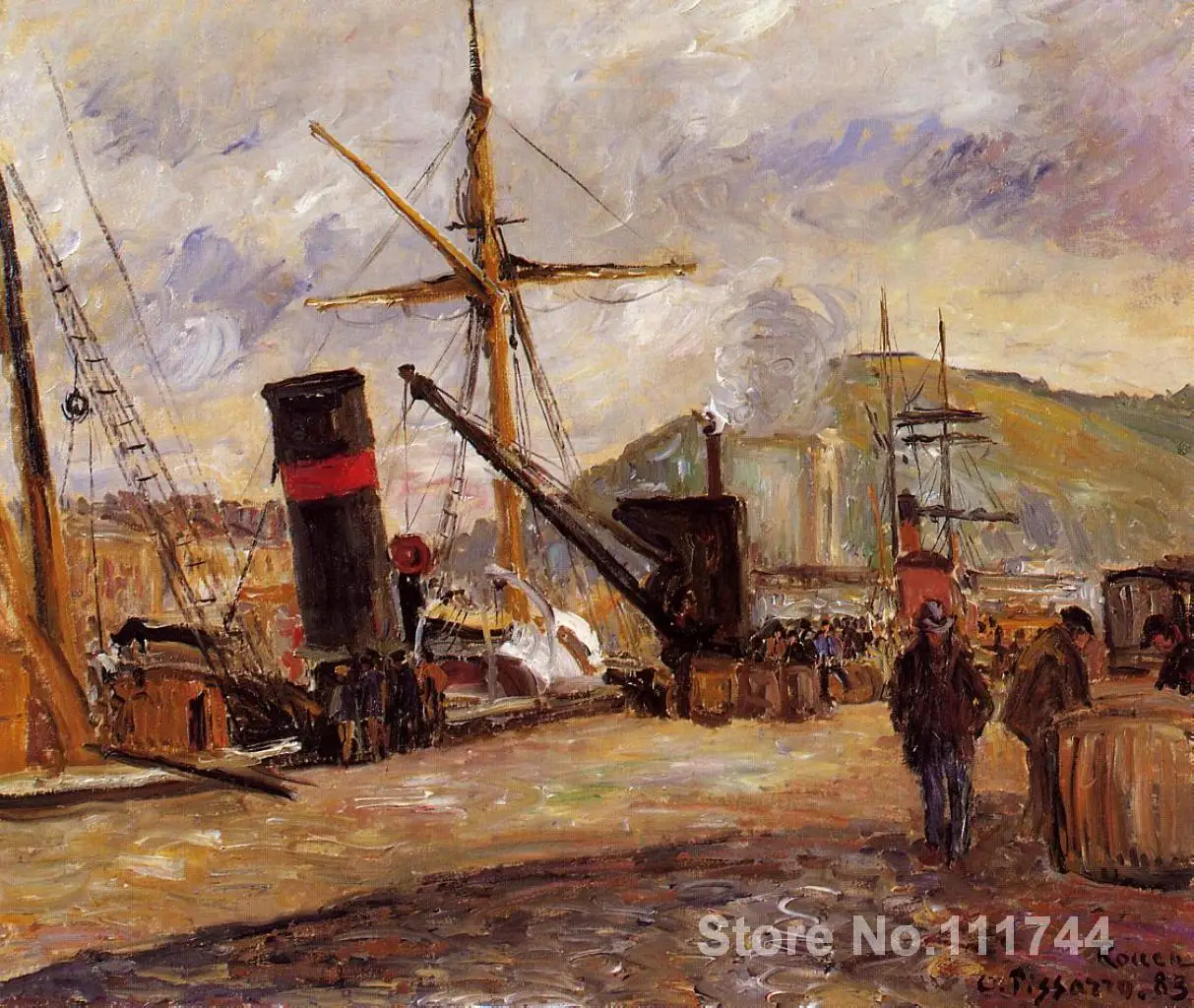 

Steamboats Camille Pissarro paintings for sale Landscape art Handmade High quality