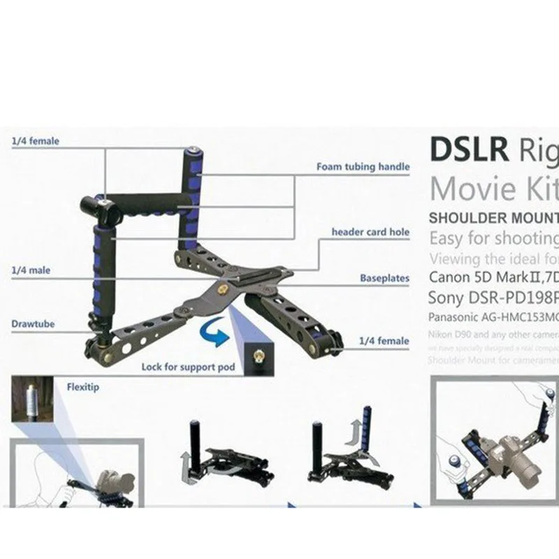 Комплект для видеокамер DSLR стабилизатор на плечо держатель DV камер Canon Sony Nikon