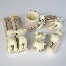 Bear doll styling car Interior rearview mirror decorated suite 6 pieces air outlet storage holder bucket phone bag,Free shipping