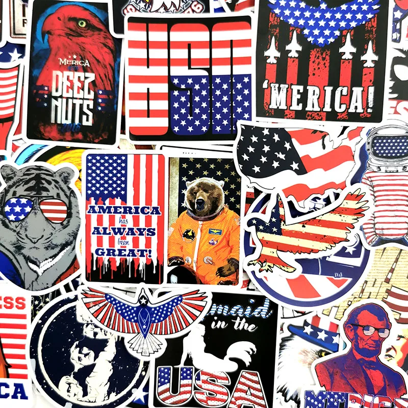 100 шт. Американский Трамп Национальный флаг забавные наклейки s для ноутбука автомобильный коврик багаж телефон велосипед Водонепроницаемый Граффити стикер