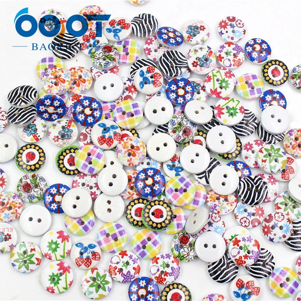 OOOT BAORJCT различные узоры в сочетании 100, печать 2 деревянная кнопка с отверстиями 15 мм Швейные клипсы художественные инструменты, аксессуары для одежды