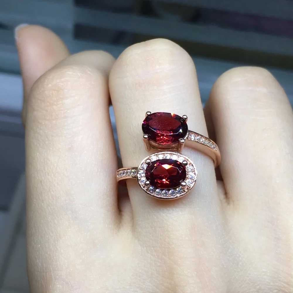 [MeiBaPJ, хорошее качество, натуральный красный гранат, драгоценный камень, Трендовое кольцо для женщин, настоящее 925 пробы, серебряное очарование, хорошее ювелирное изделие