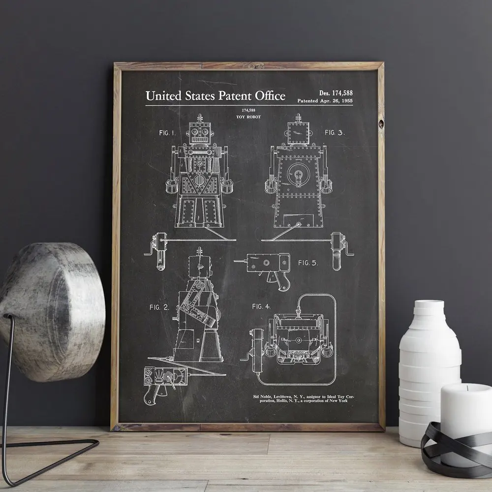 

Robot patent,Toy wall art ,Retro Toy posters,Kids room decor,vintage print,blueprint, gift ideas, games wall Decorations