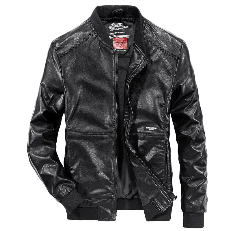 

Men's PU Faux Leather Motor Biker Jacket Classic Male Coat Black / Green M-4XL