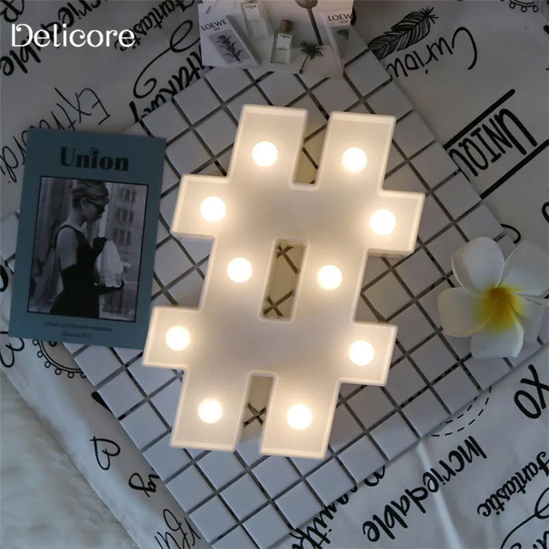 

DELICORE Letters Light # Shape LED Plastic Marquee Light Battery Operated LED Marquee Sign for Home Christmas Decorations S052