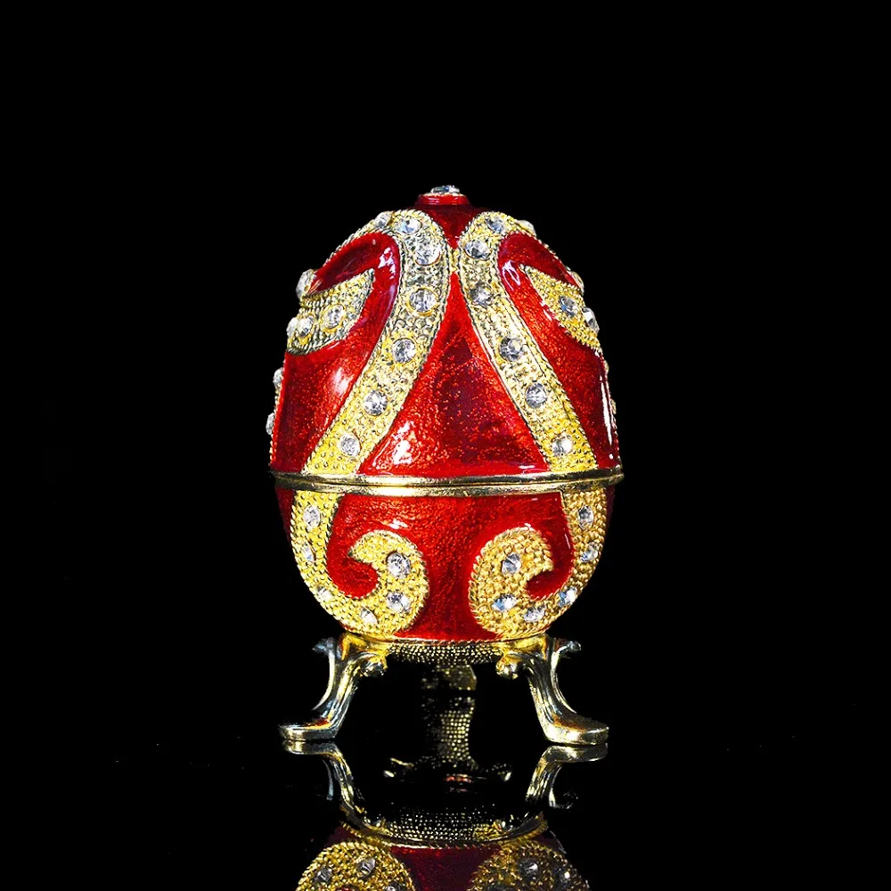 

QIFU new arrive red faberge egg trinket box for gift