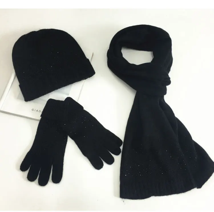 hat scarf set  Scarf, Hat & Glove Sets knitted  winter hat and scarf woman with diamond  (17)
