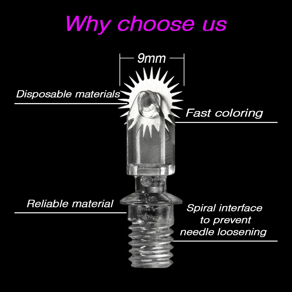 Перманентный макияж для бровей с двойной головкой, набор ручных тату-ручек с 9 мм микро-иглами, роликовые татуировки, микроблейдинг бровей