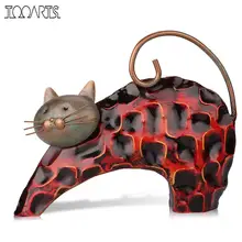 Tooarts Lazy Cat Metal Figurine Art Iron Sculpture Animal Abstract Sculpture Miniature Figurine Craft Gift For Home Decoration