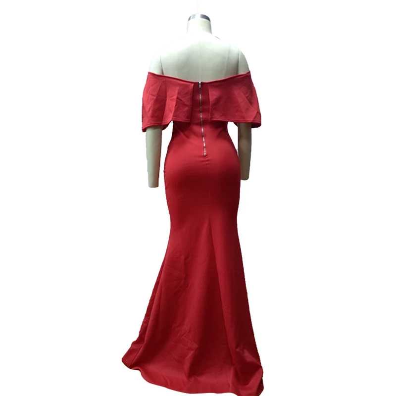 crossover neck fishtail evening dress