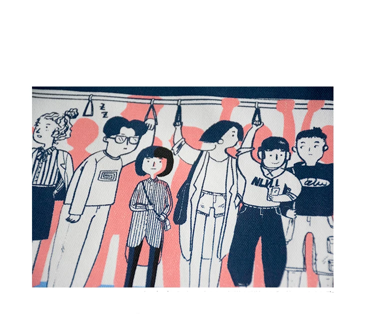 Letter Cartoon Printing Shoulder Recycle Bags Japanese Canvas Joker Casual Handbag Girl Student Portable Foldable Shopping Bag06