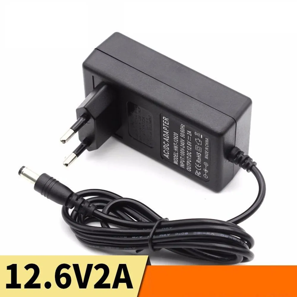 

12.6V 2A 12.6V 1A 18650 Lithium Battery Charger EU US Plug DC 5.5MM*2.1MM 100-220V Lithium Li-ion Battery Wall Charger 1m