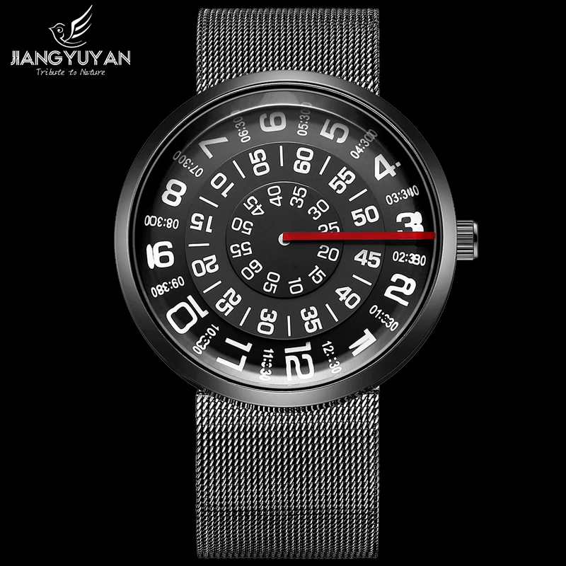 

relogio masculino 2019 Future Creative Men's Watches Full Steel Mesh New Fashion Rotating Dial Woman Watch Dress Quartz Watch