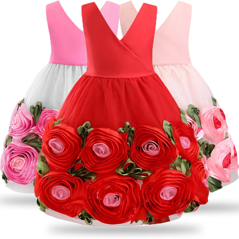 Vestido/платье принцессы для маленьких девочек; детское платье-пачка для свадебной вечеринки; Новинка года; летний костюм; элегантное платье принцессы с цветочным узором для девочек