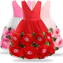 Vestido/платье принцессы для маленьких девочек; детское платье-пачка для свадебной вечеринки; Новинка года; летний костюм; элегантное платье принцессы с цветочным узором для девочек