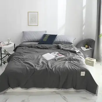 

Solid Gray Butterfly knot Bedspread Summer Quilt Tencel Blanket Comforter Bed Cover Quilting Home Textiles