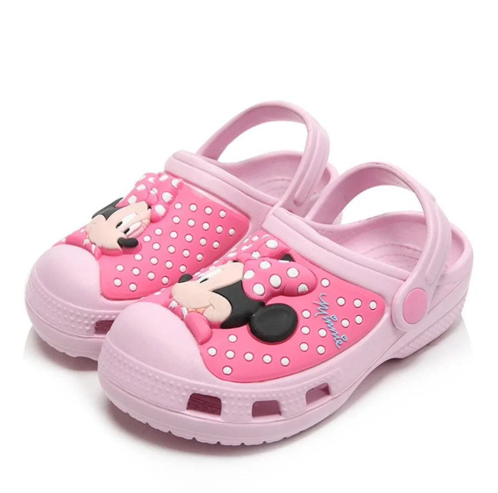 

Disney Kids LED flash slippers cartoon Minnie Pincess girls sandals summer non-slip bathroom beach Garden shoes hole PVC Jelly