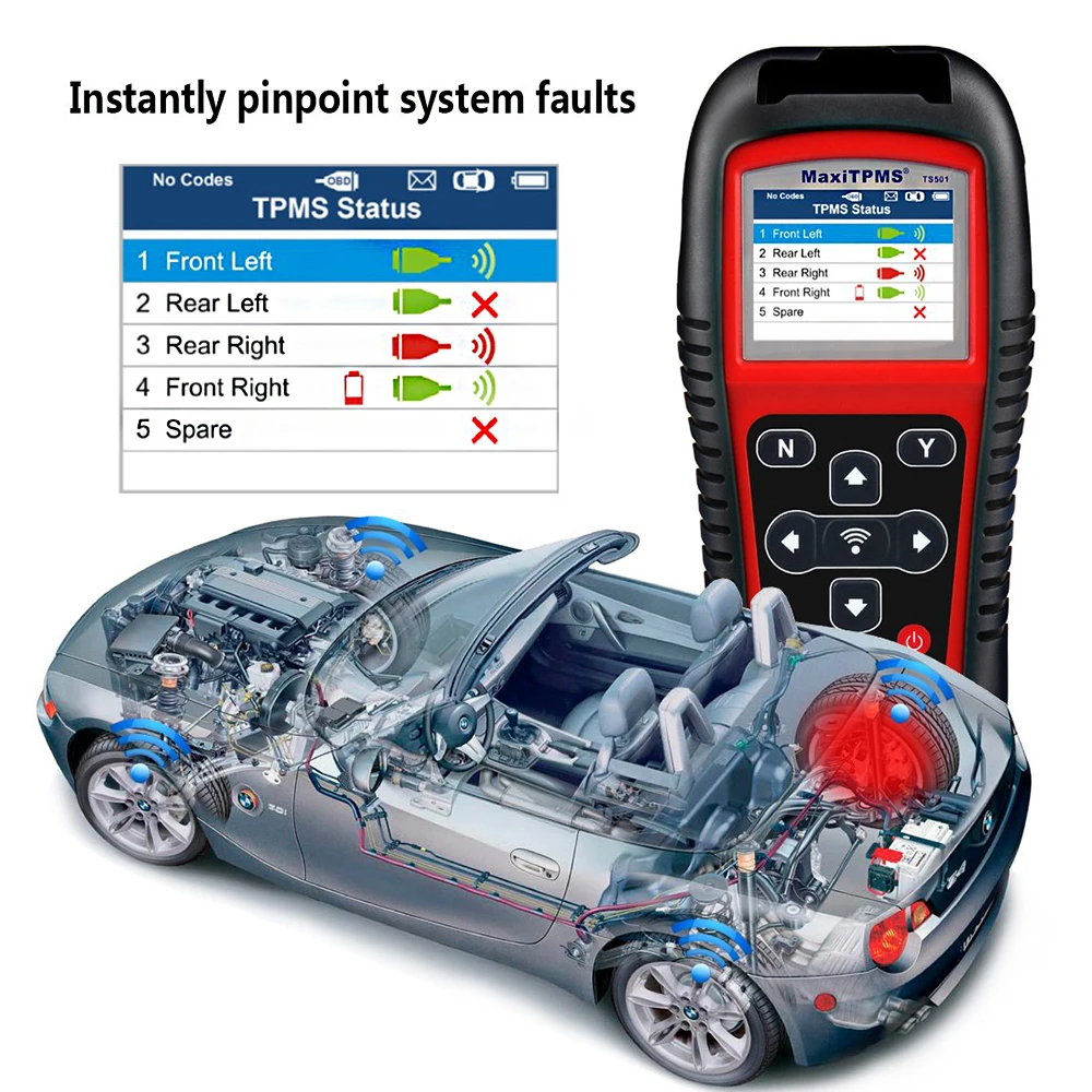 Autel MaxiTPMS TS501 OBD2 сканер автомобильный диагностический инструмент автоматический сканер инструмент для измерения давления в шинах Инструмент считыватель кодов TPMS сервис