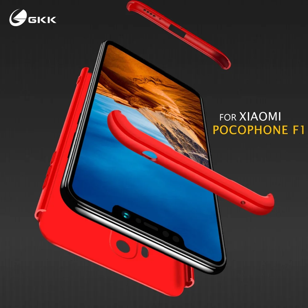 Роскошный чехол GKK для Xiaomi pocophone F1 3 в 1 жесткая Противоударная задняя крышка из