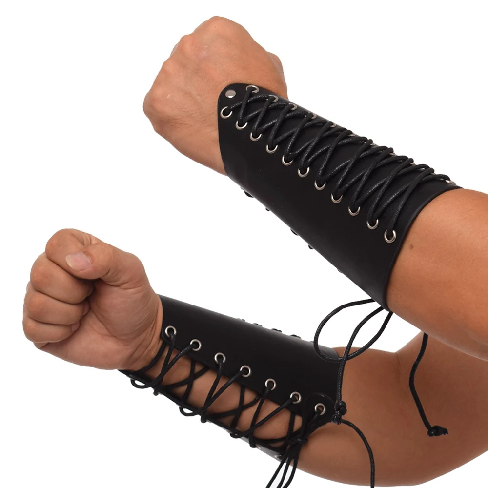 Medieval Men Leather Arm Armor Cuffs Cosplay Props