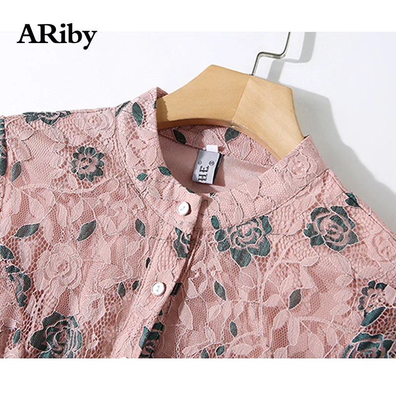 ARiby, женское платье, розовое, кружевное, элегантное, длинное, платье,, новое, летнее, офисное, женское, тонкое, рукав три четверти, цветочный принт, платье до середины икры