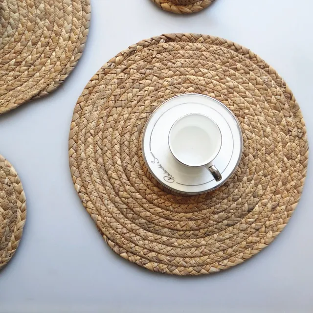 Kitchen Table Mat Round Placemat Drink Coasters Natural Straw Kitchen Table Mat Round Placemat Drink Coasters Natural Straw Placemats Cup Coaster Accessories Decoration Home