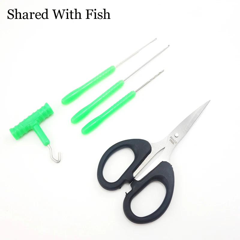 

Shared With Fish Baiting Needle Set Carp Fishing Bait Tool Kit 5pcs Hook Load Rig Knot Puller Fish Tackle Scissors Drill Splicer