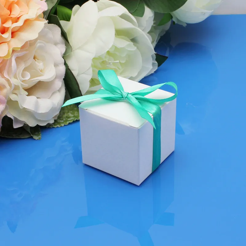 50 шт в партии Белая Квадратная бумага для свадебной вечеринки стаканчики для вечеринки, подарков под заказ имя коробка для шоколада конфет держатель для гостей - Цвет: gift box F