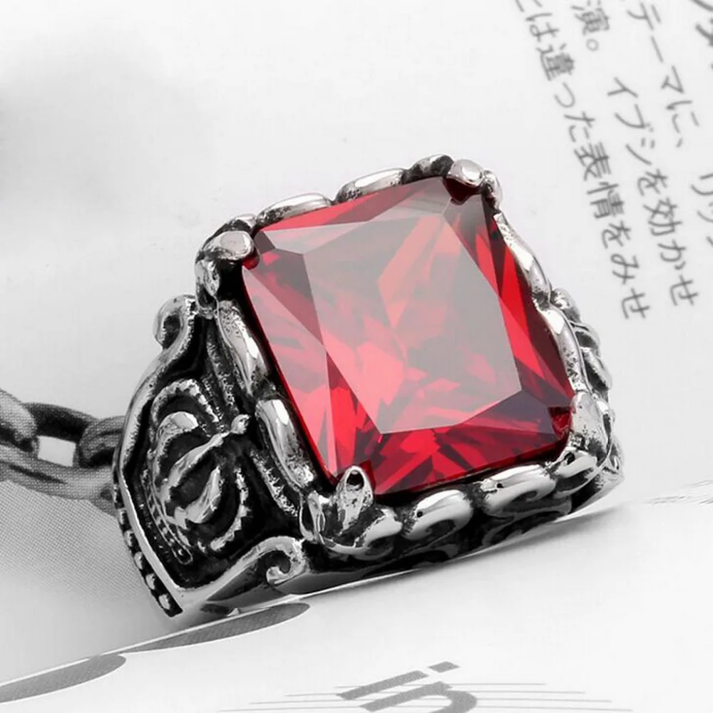

Retro Zirconia Aristocrat Crown Titanium Stainless Steel jewelry Men Ring Vintage Jewellery Ethnic Rings