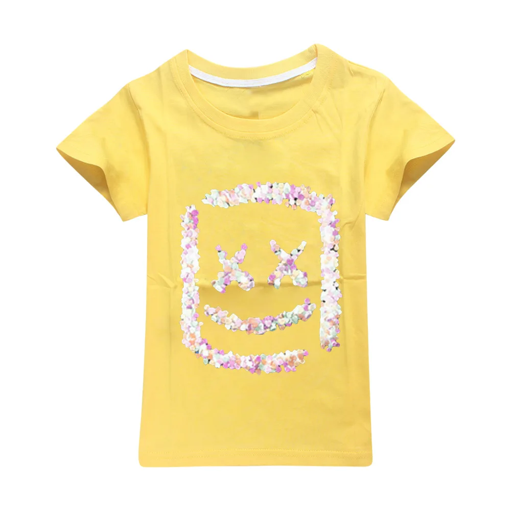 Modis dj marshmello Kids t shirts hoodie clothes Child Black New summer top Short Sleeve T-shirt for Girls Boys 100%cotton
