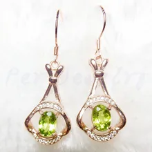 Перидот Висячие серьги натуральный настоящий перидот 925 стерлингового серебра 0.95ct* 2шт драгоценный камень ювелирные изделия# T18052908
