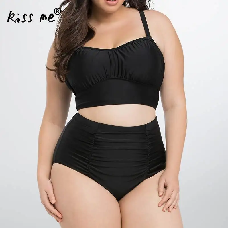 High Waist Bikini 2017 Swimsuit Black Plus Size Swimwear Women Ruffles Swimming Suit Push Up Bikini Set Maillot De Bain Biquini plus-size-black-swimsuit : image High Waist Bikini 2017 Swimsuit Black Plus Size Swimwear Women Ruffles Swimming Suit Push Up Bikini Set Maillot De Bain Biquini plus-size-black-swimsuit