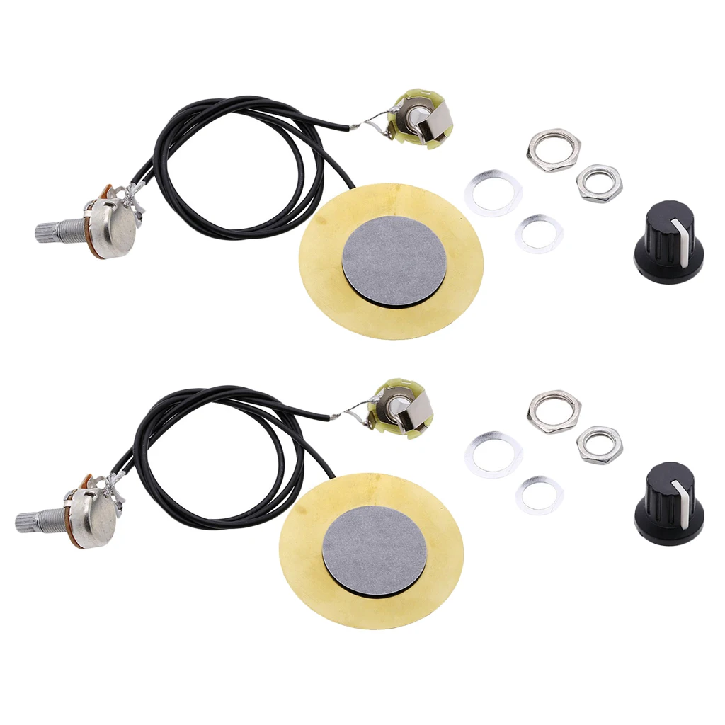Tooyful 2 Pieces 50mm Pickup Piezo Transducer Prewired Amplifier for  Acoustic Guitar Violin Banjo Ukulele Cigar Box Guitar