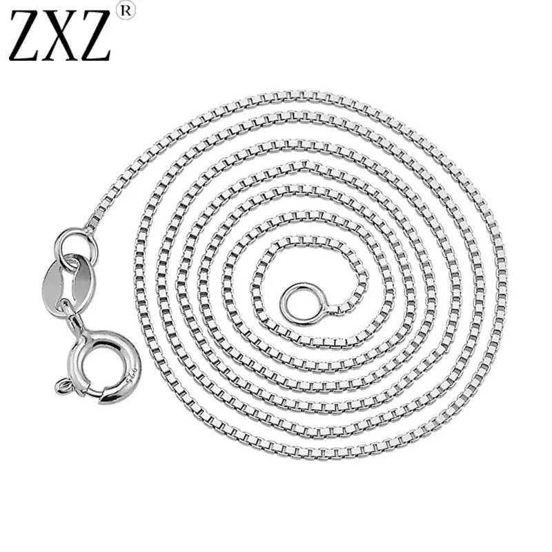 

ZXZ Top Quality S925 Silver Curb Chain Necklace 18" for Women Men Jewelry Gift 1mm Thick