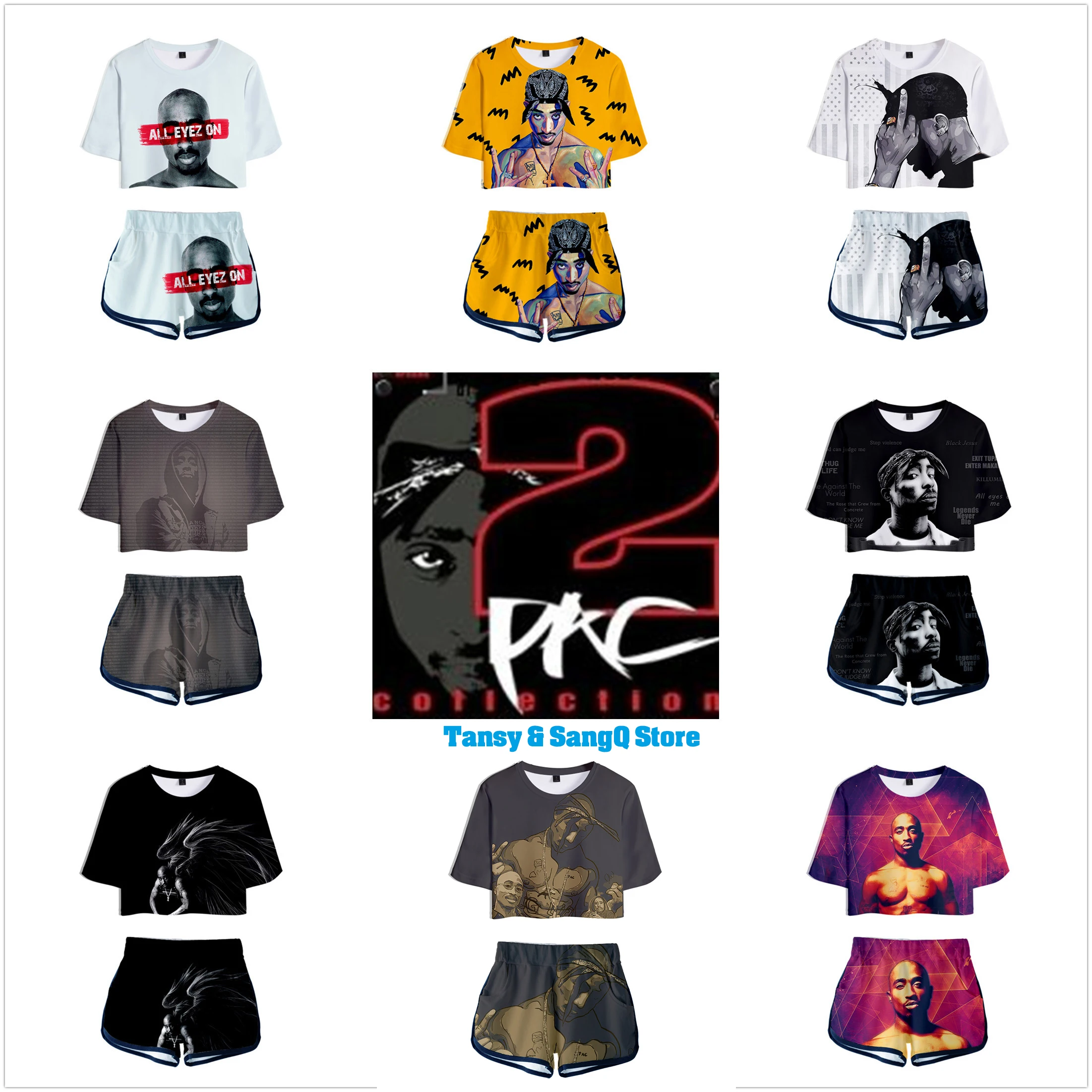 Rapper 2Pac 2019 Новое поступление женские модные летние спортивные костюмы с 3D принтом