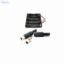 50Pcs 4xAA Battery Case Holder Socket Wire Junction Boxes With 15cm Wires, 5.5/2.1 DC Plug