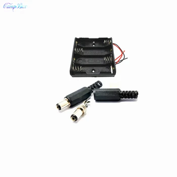 

50Pcs 4xAA Battery Case Holder Socket Wire Junction Boxes With 15cm Wires, 5.5/2.1 DC Plug
