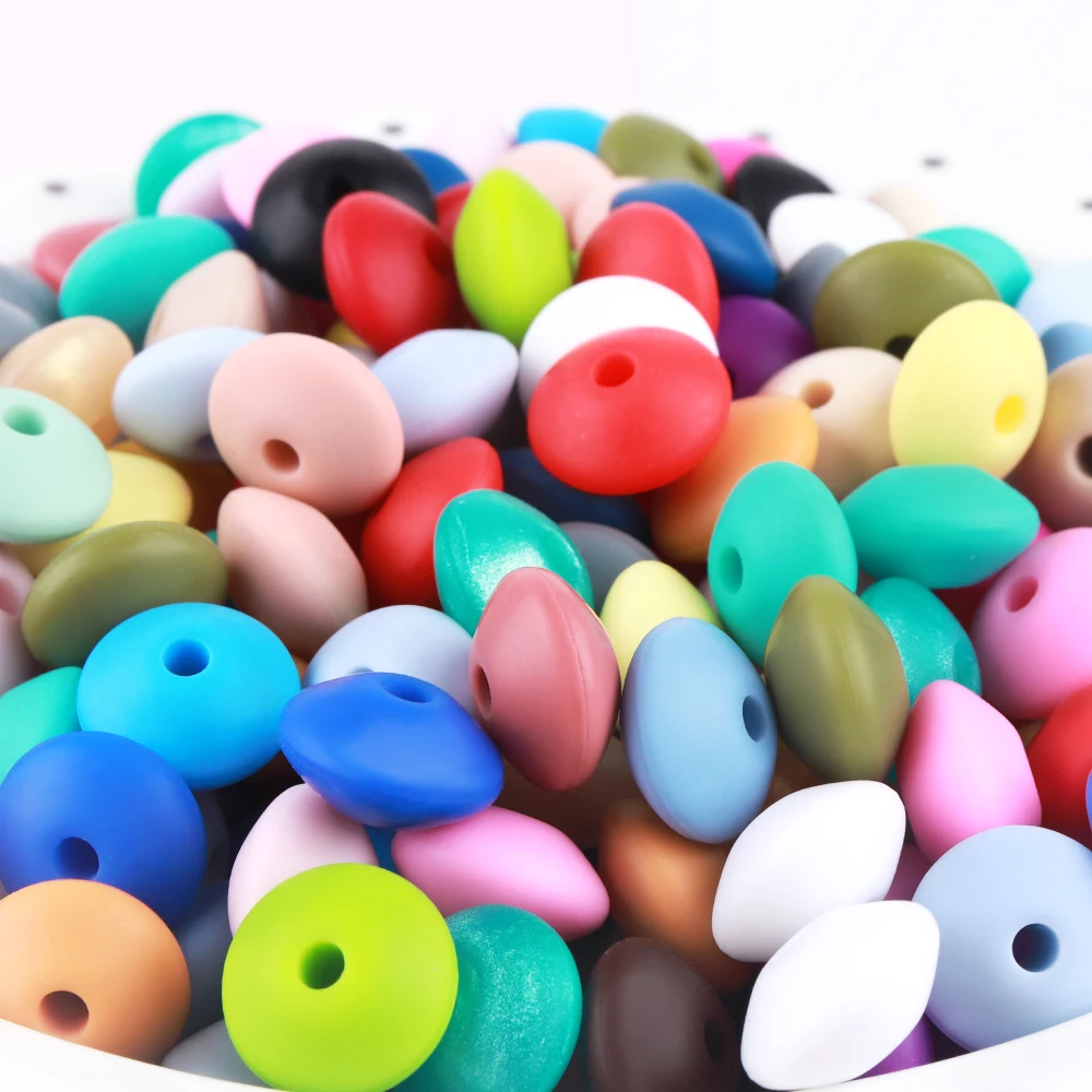 

TYRY.HU 500Pc/lot 12mm Lentils Silicone Beads Food Grade Material for Making Baby Teething Necklace Nursing Chewing Toy Teether