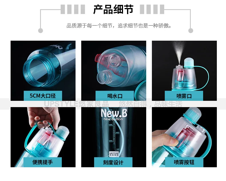 Бутылка для воды gourde en plastique sport gym drink butelka na wode botella garrafas бутылки botellas летние спрей прохладные розовые
