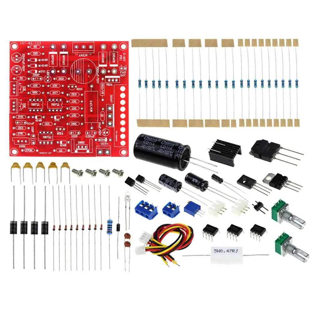 

0-30V 2mA-3A DC Regulated Power Supply DIY Kit Continuously Adjustable Current Limiting Protection for School Education Lab